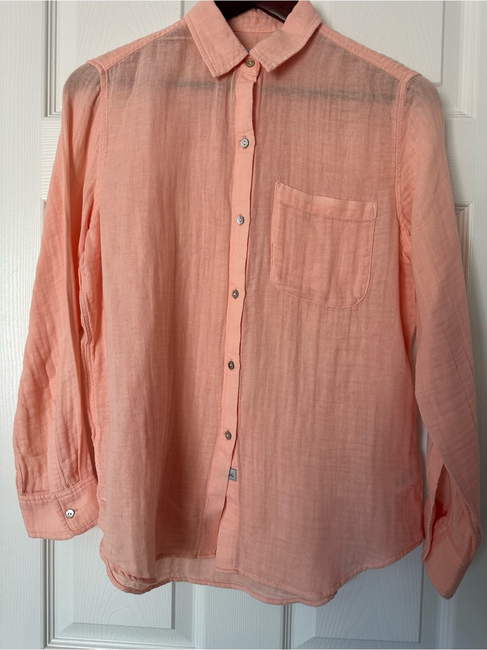 Rails Ellis Gauze  Peach Button-Up Shirt XS light cotton long sleeve